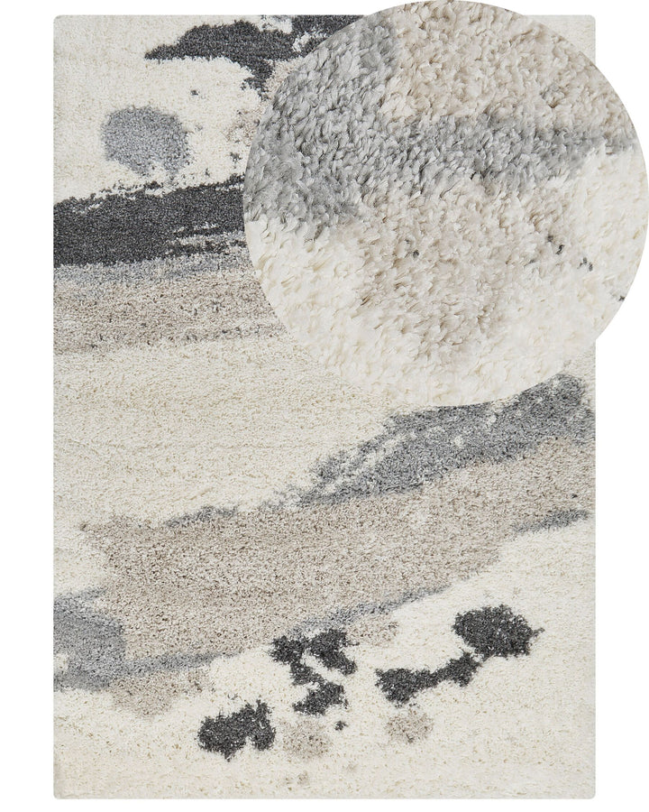 Shaggy Area Rug 200 x 300 cm White and Grey Goris