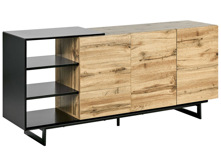 3 Drawer Sideboard Light Wood with Black Fiora