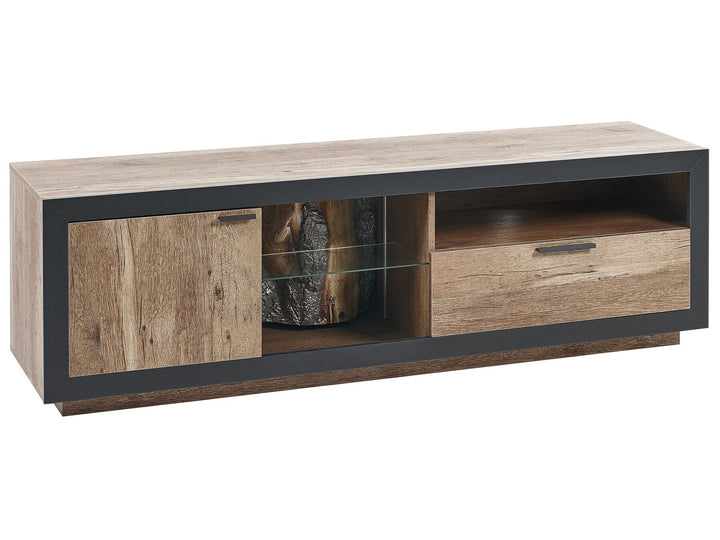 TV Stand LED Light Wood and Black Marana