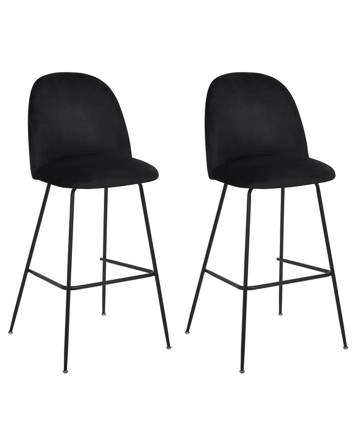 Bar Chair Set of 2 Velvet Black Arcola