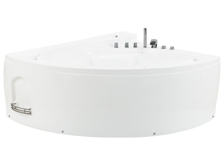 Left Hand Whirlpool Corner Bath with LED 2060 x 1480 mm White Pelican