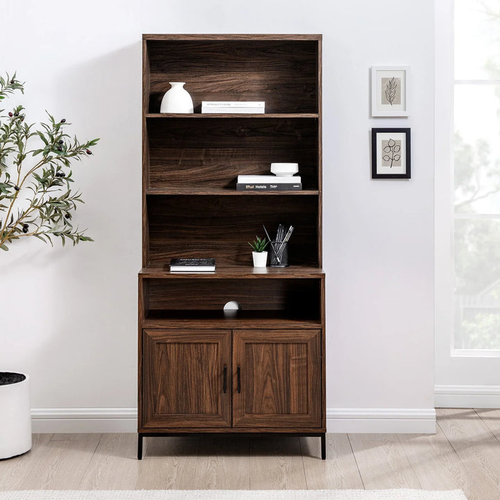 2 Door Bookshelf Dark Walnut Akie