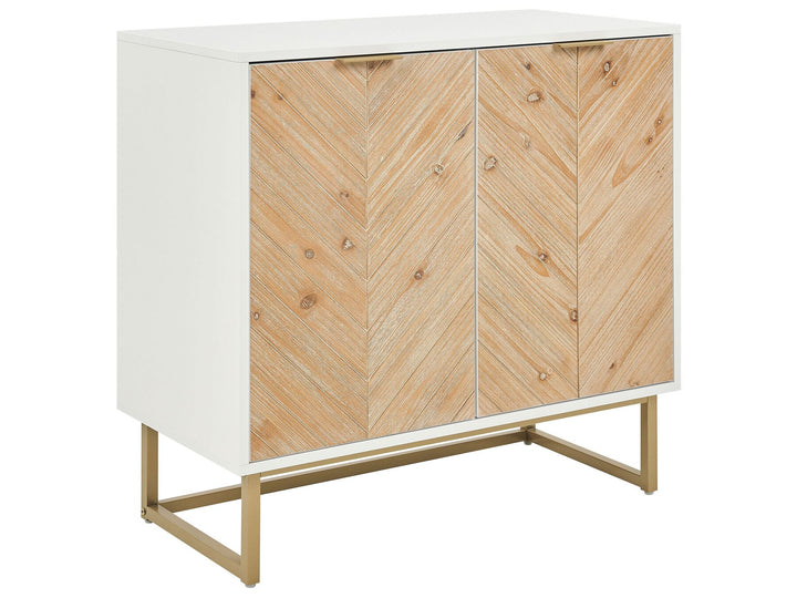 2 Door Sideboard Light Wood and White Alaska