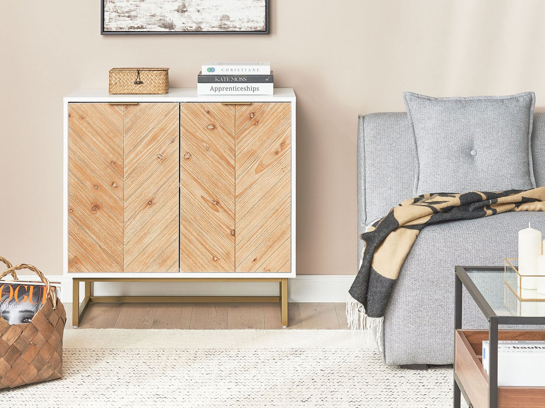 2 Door Sideboard Light Wood and White Alaska