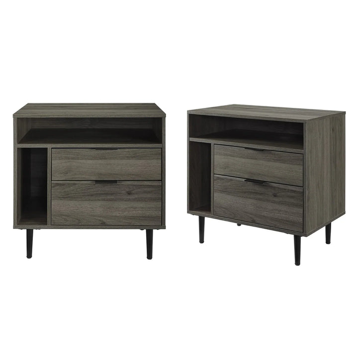 2 Drawe Side Table Slate Grey Almaraz