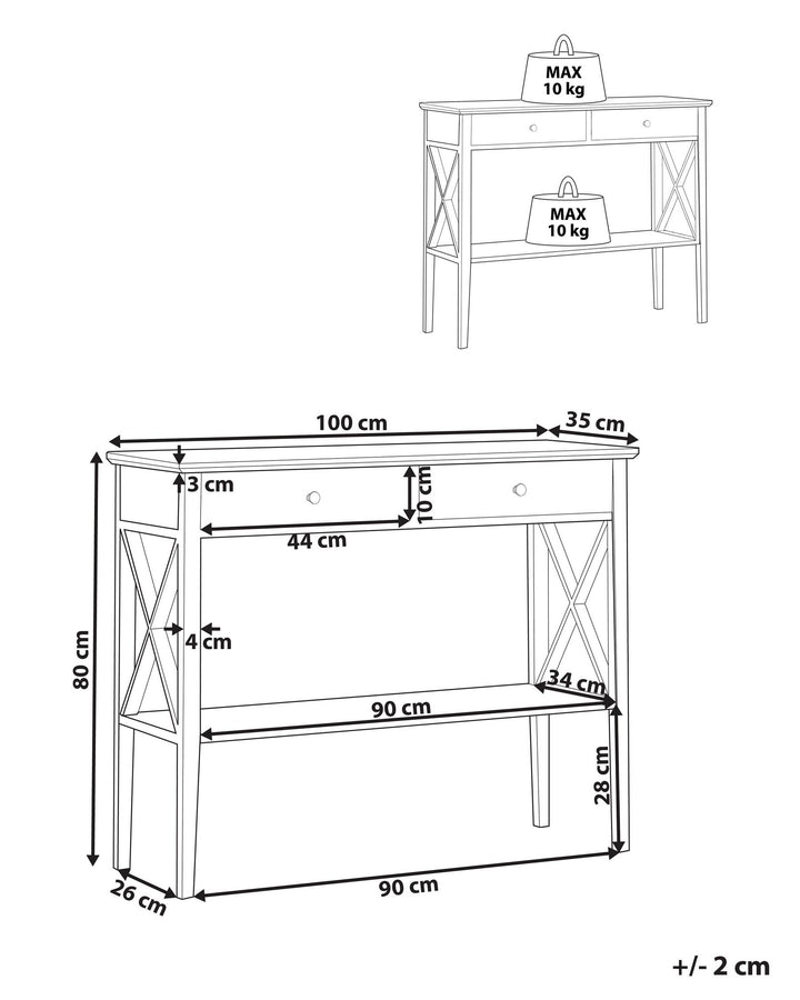 2 Drawer Console Table Black Avenue