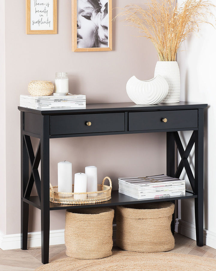 2 Drawer Console Table Black Avenue