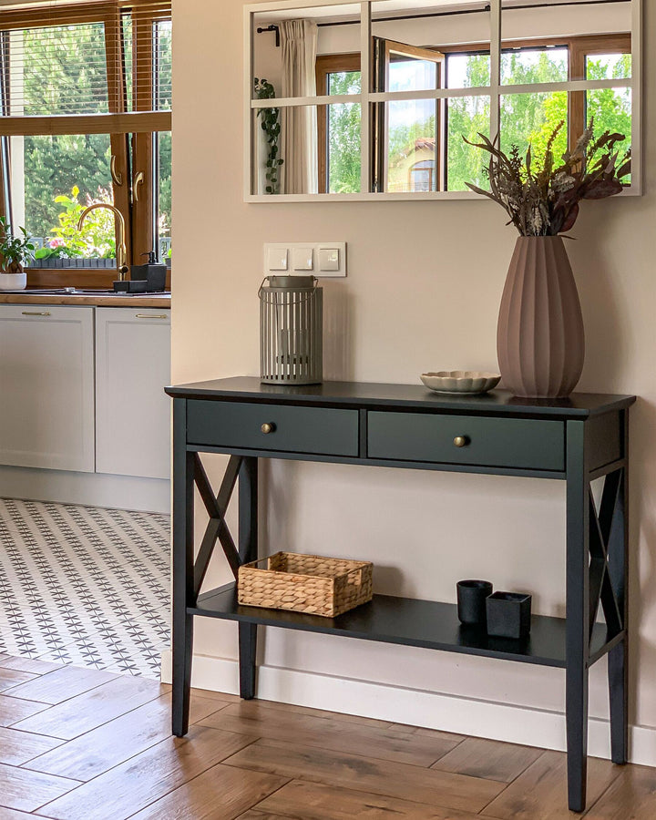 2 Drawer Console Table Black Avenue