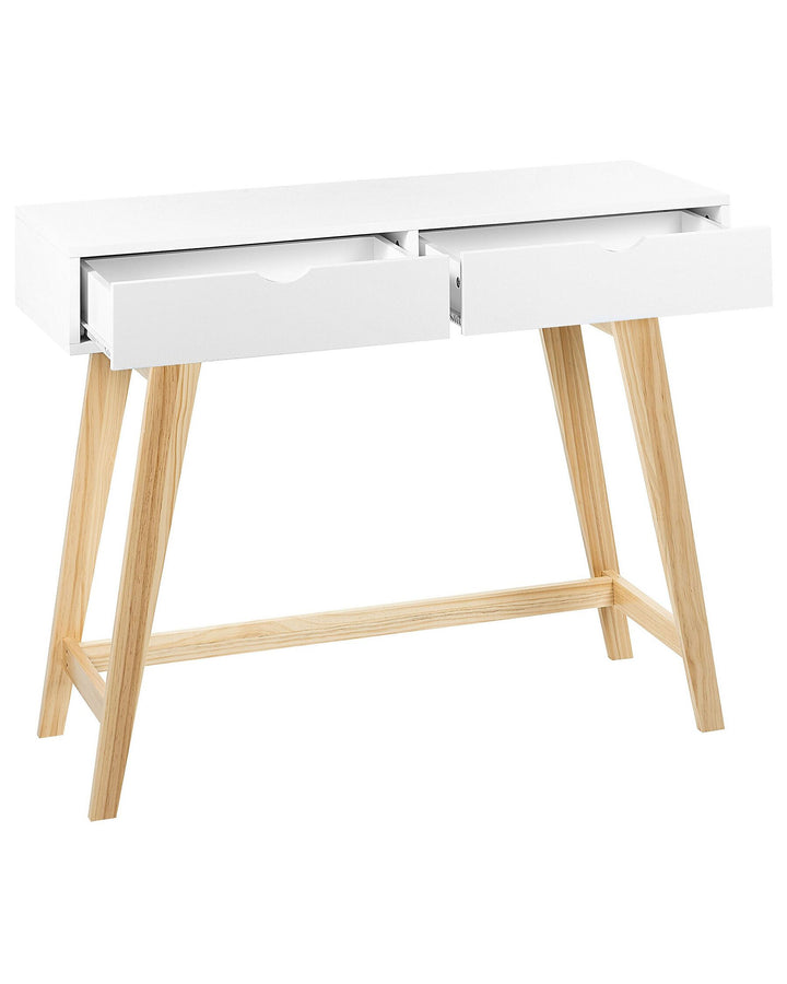 2 Drawer Console Table White with Light Wood Sully