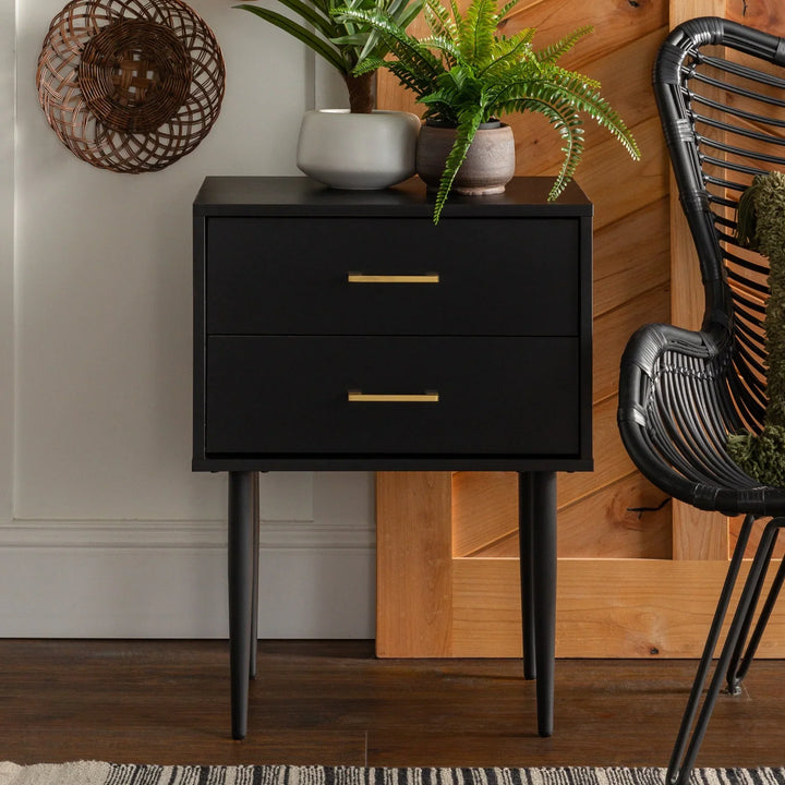 2 Drawer Side Table Black Jackqueline