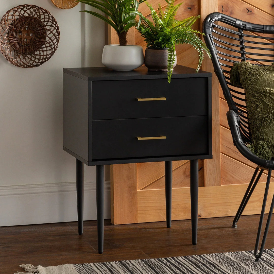 2 Drawer Side Table Black Jackqueline