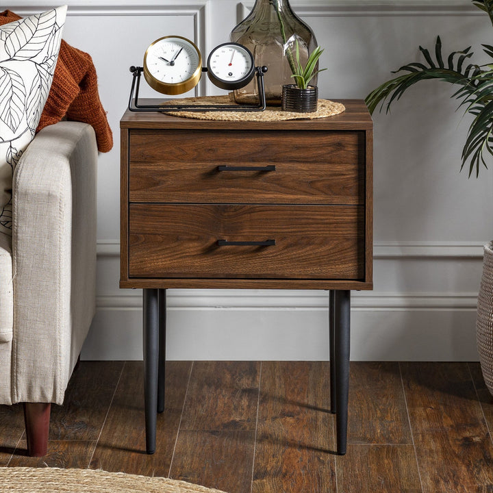 2 Drawer Bedside Table Dark Walnut Akie