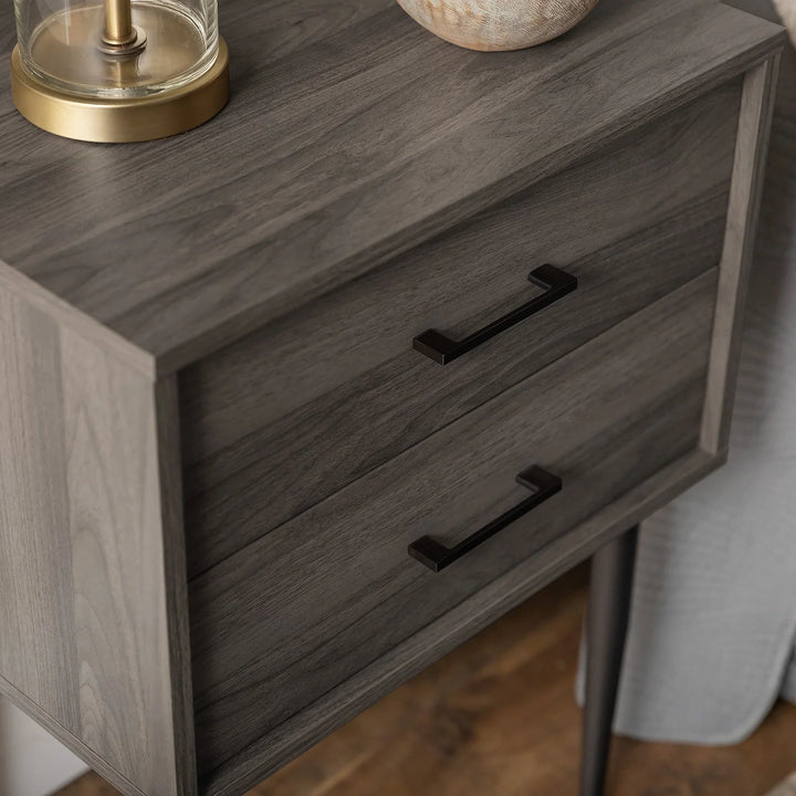 2 Drawer Bedside Table Slate Grey Flaminia