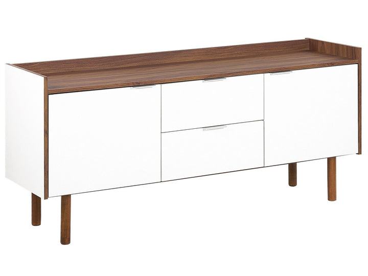 2 Drawer Sideboard White with Dark Wood Madera