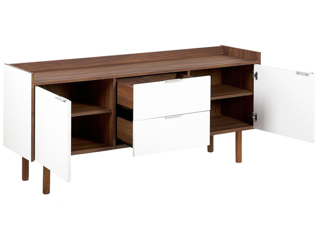 2 Drawer Sideboard White with Dark Wood Madera