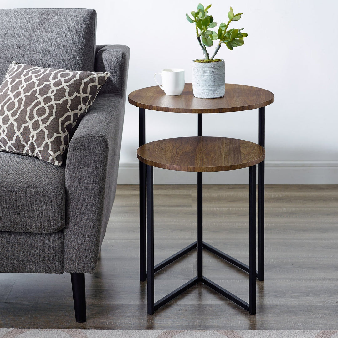 2 Piece Nesting Side Tables Dark Walnut/Black Eilley