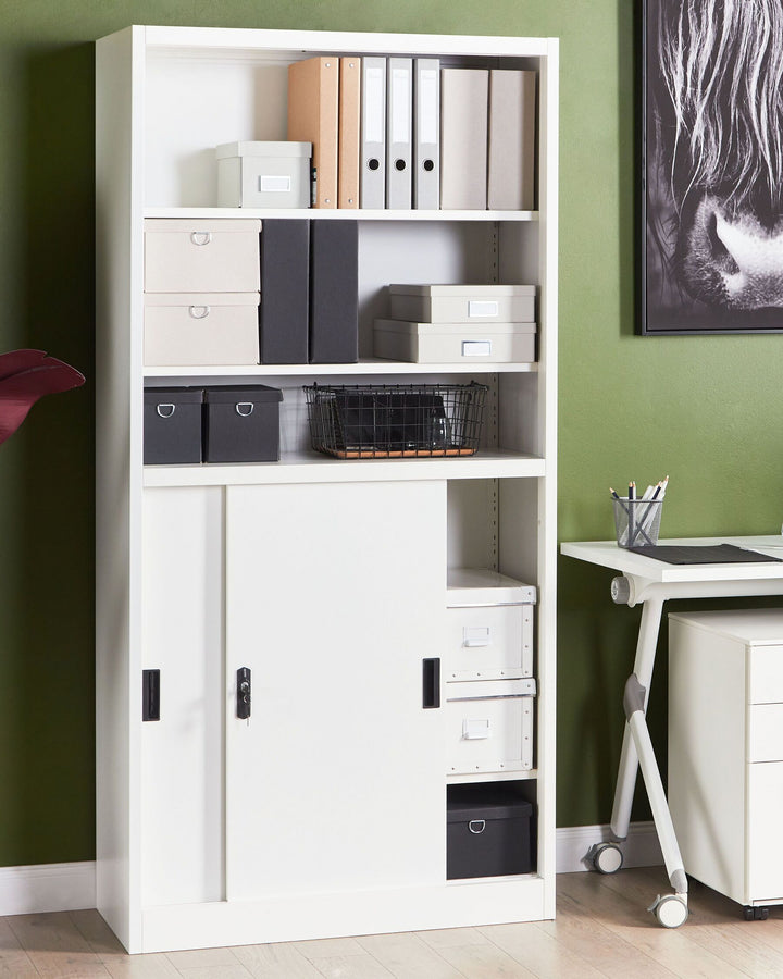 2 Door Storage Cabinet with Shelves White Muscovite