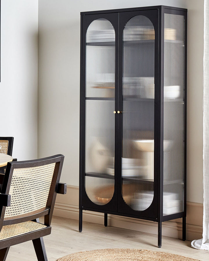 Steel Display Cabinet Black Foxton