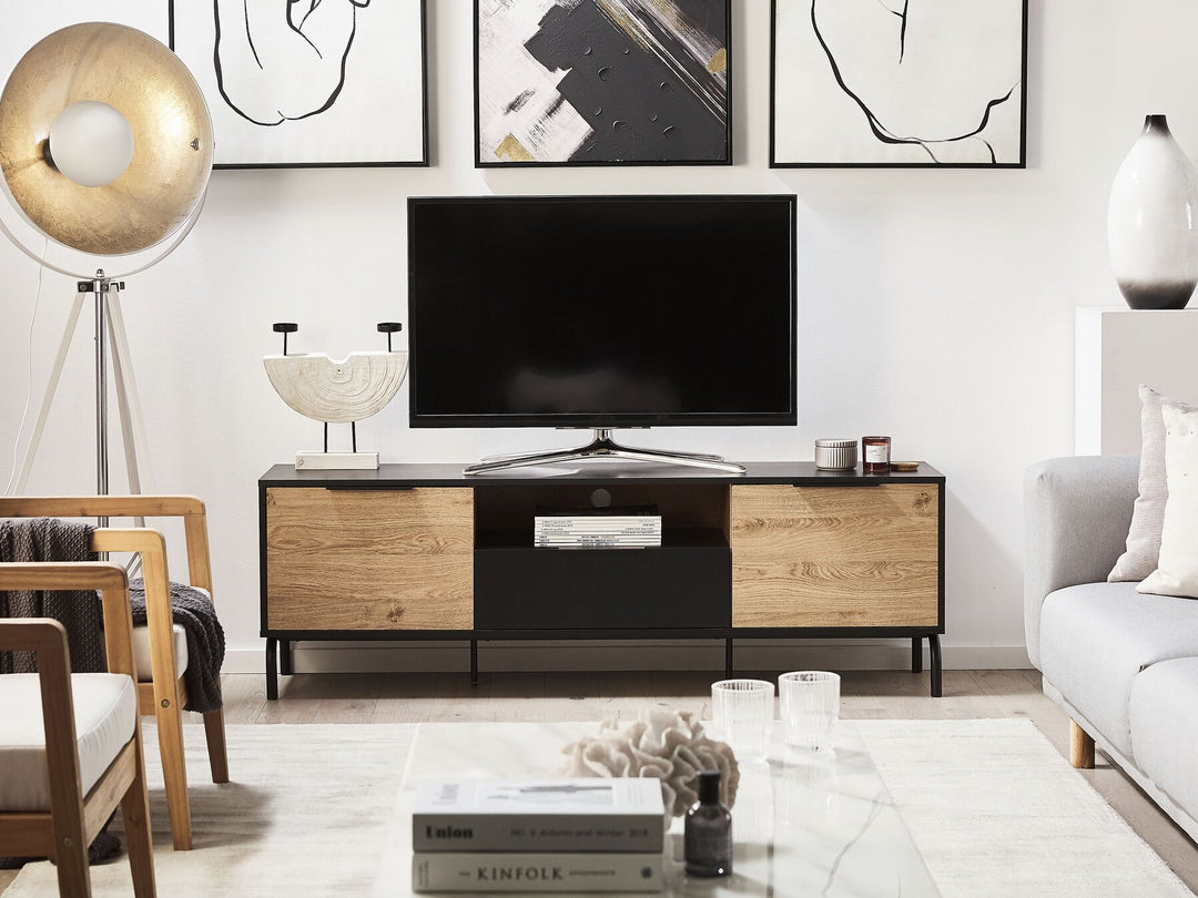 TV Stand Black with Light Wood Arkley