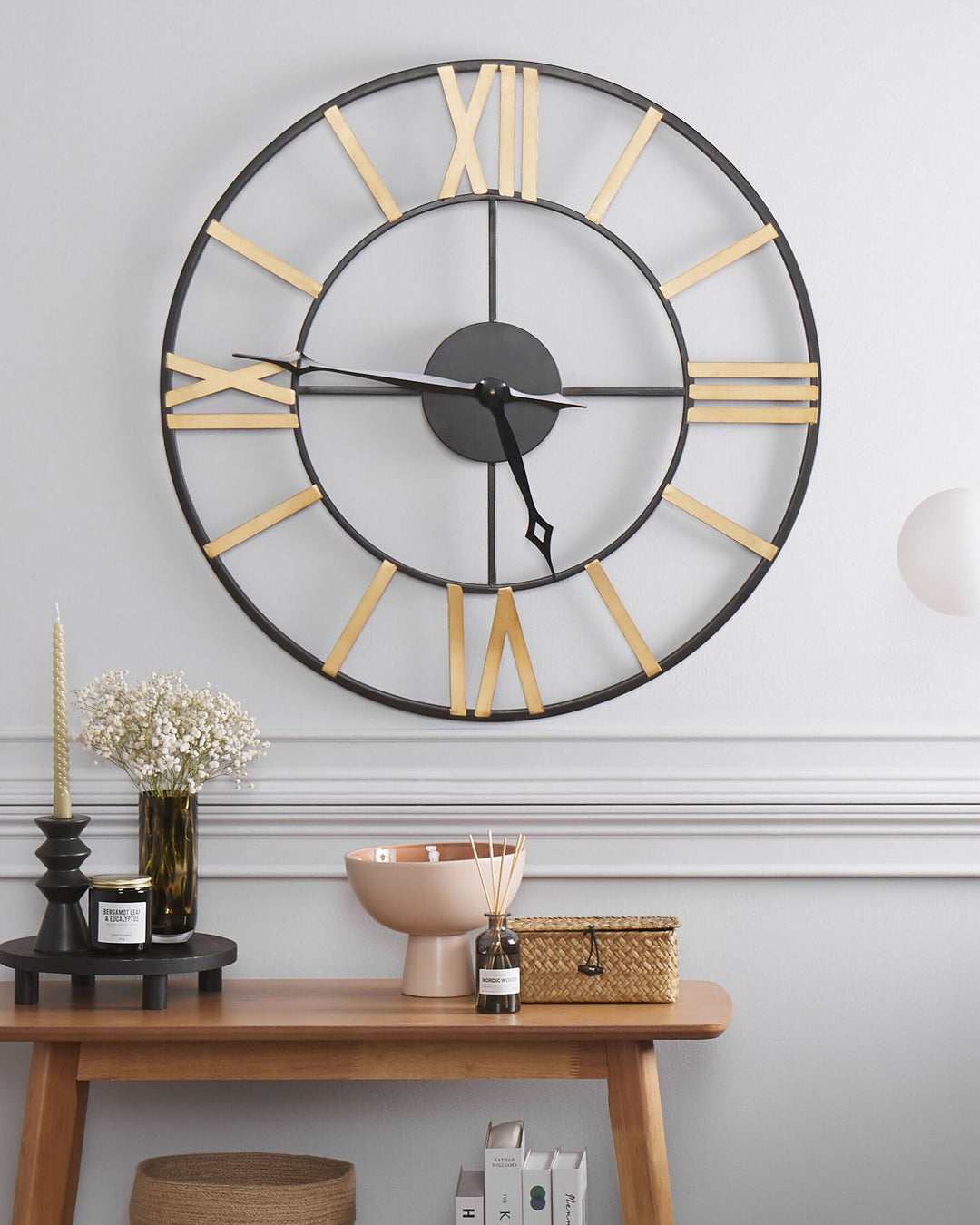 Iron Skeleton Wall Clock ø 80 cm Black and Gold Valsot