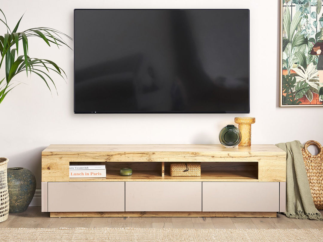 TV Stand Light Wood and Beige Antonio