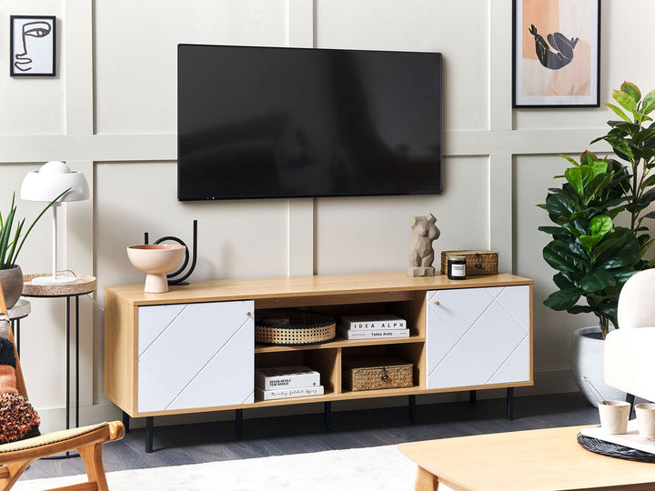 TV Stand Light Wood with White Palmer