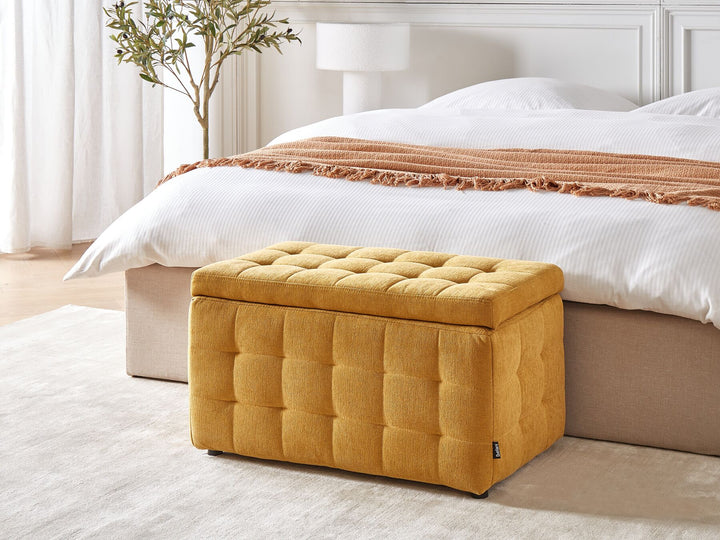 Fabric Storage Ottoman Yellow Michigan