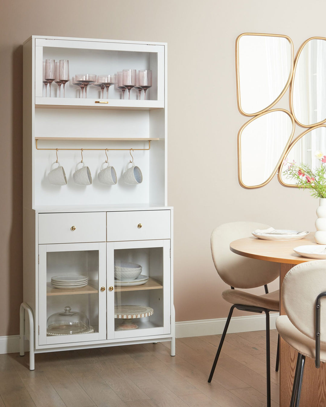 Cabinet with Glass Displays White Parlin