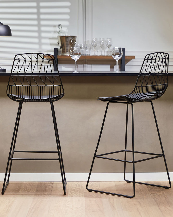 Bar Chair Set of 2 Metal Black Preston