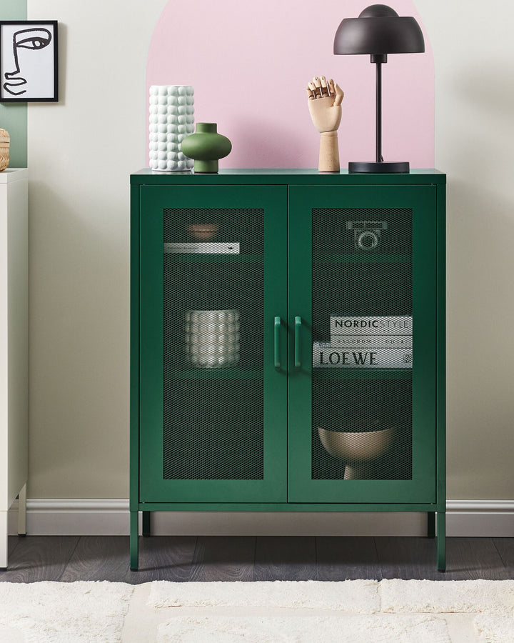 Steel Display Cabinet Green Wakatipu