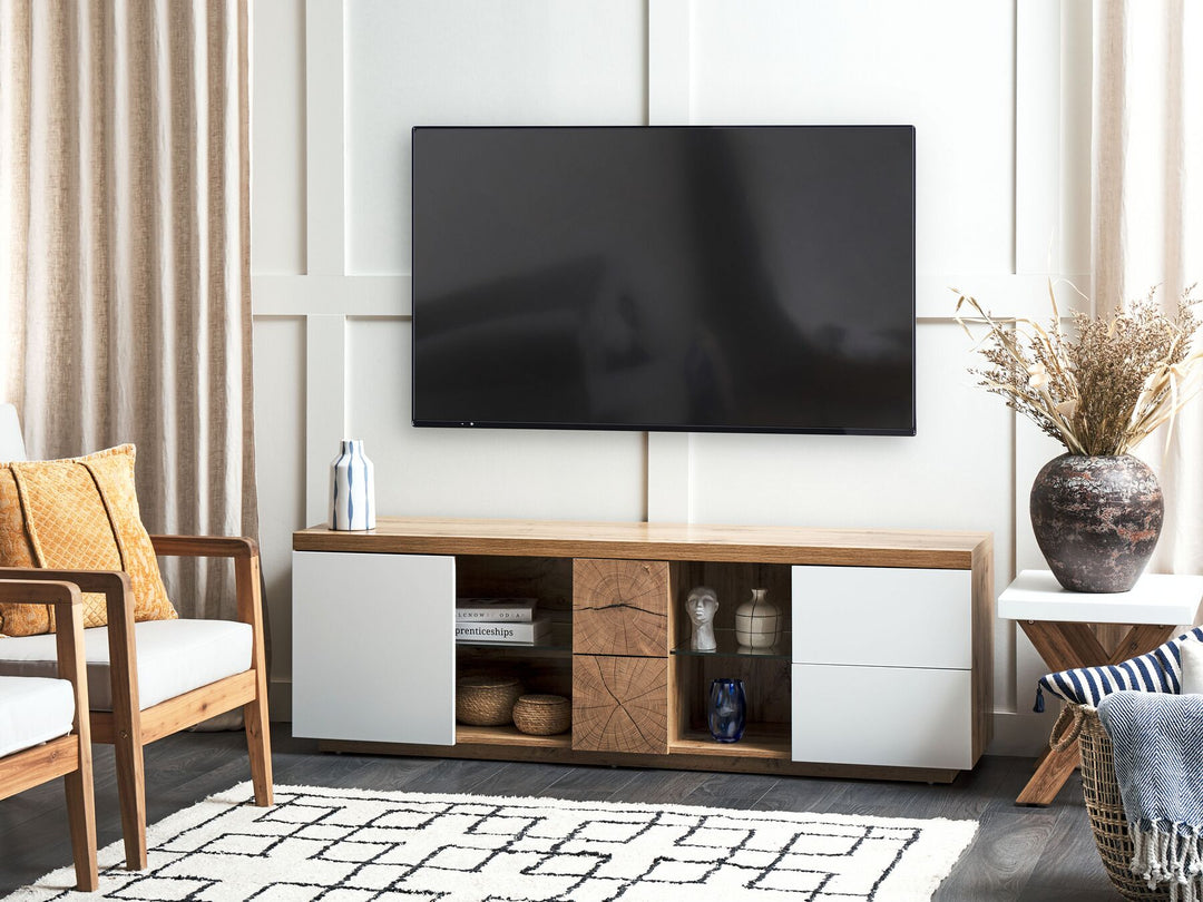 TV Stand Light Wood and White Farada