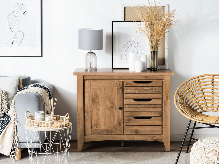 3 Drawer Sideboard Light Wood Agora