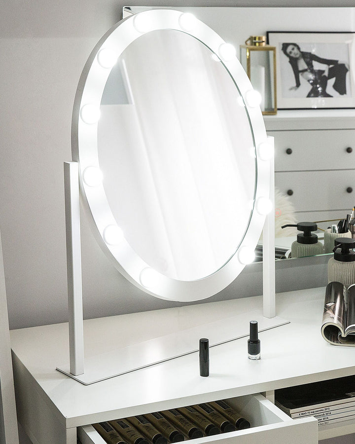 Metal LED Standing Vanity Mirror 50 x 60 cm White Rostrenen