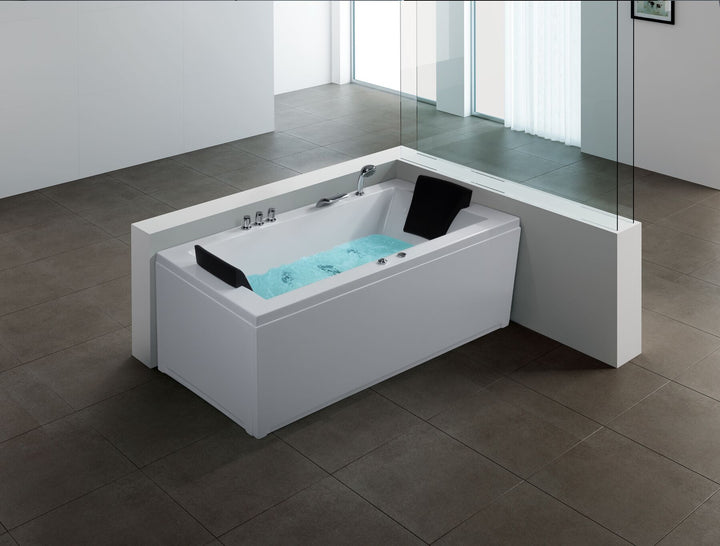 Left Hand Whirlpool Bath with LED 1830 x 900 mm White Varadero