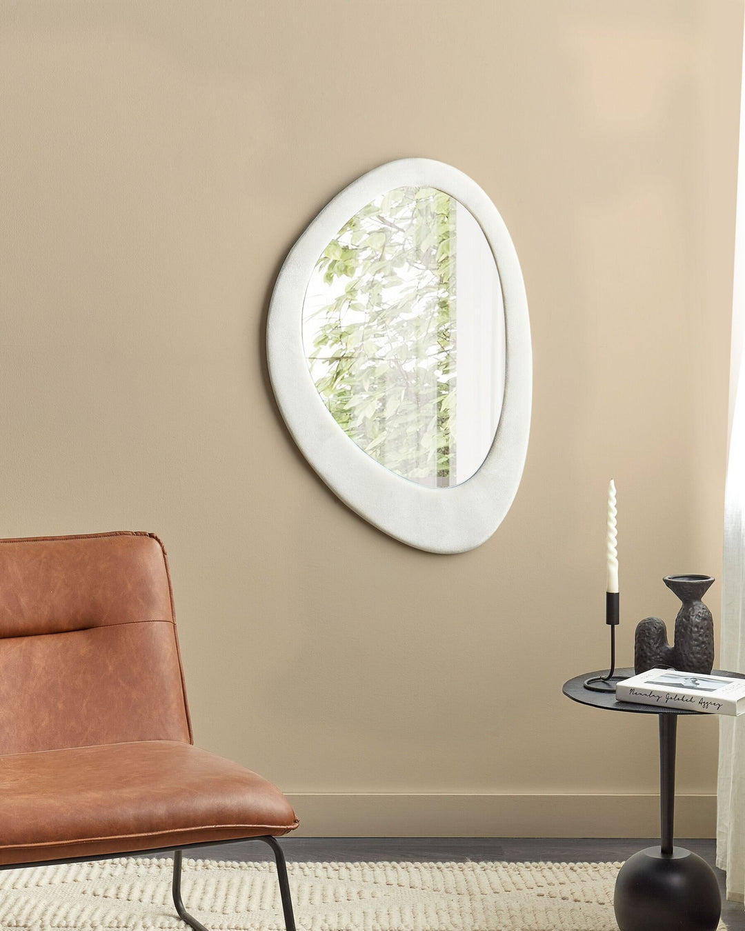 Velvet Wall Mirror 90 cm Off-White Audes