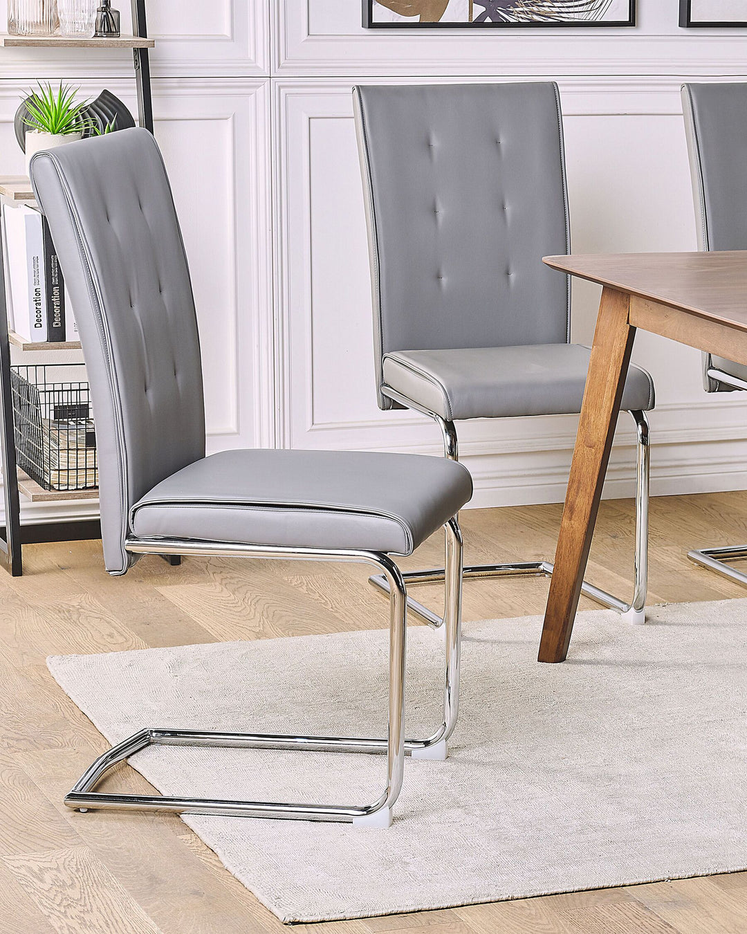 Set of 2 Faux Leather Dining Chair Cantilever Chair Grey Rovard