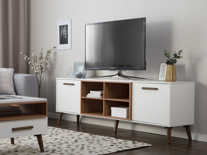 TV Stand White with Dark Wood Alloa