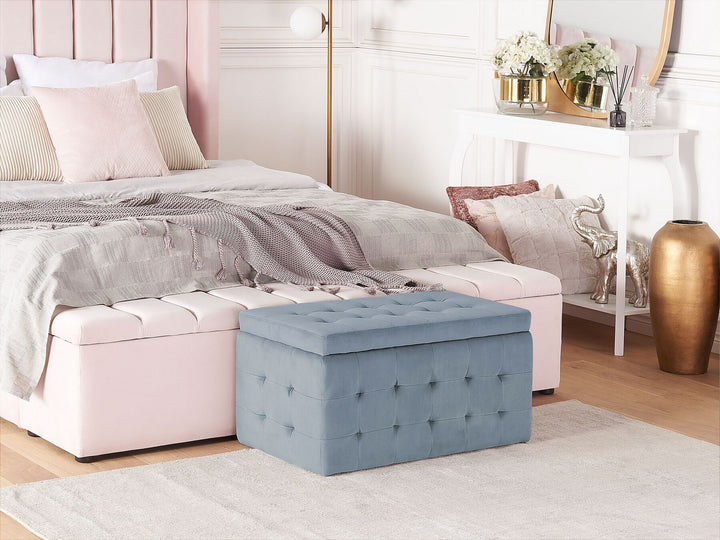 Velvet Storage Ottoman Grey Michigan