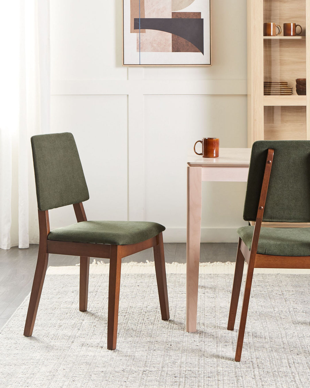 Rubberwood Dining Chair Set of 2 Dark Green Merrill