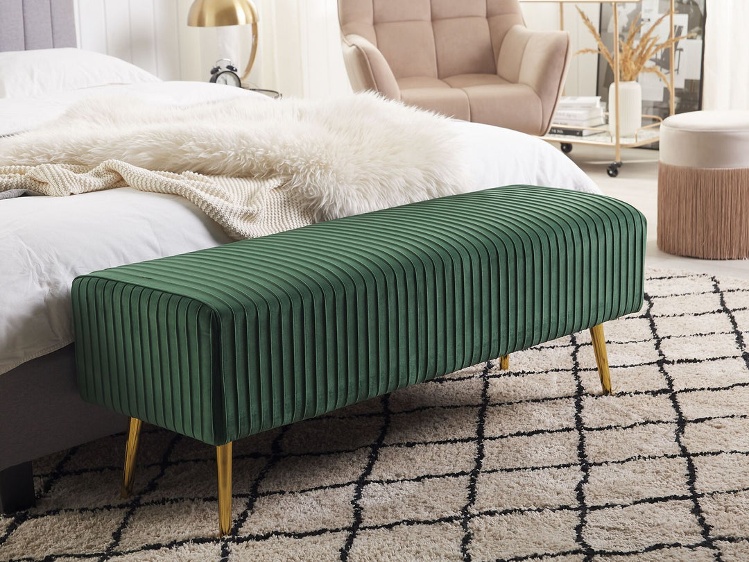 Velvet Bedroom Bench Green Paterson