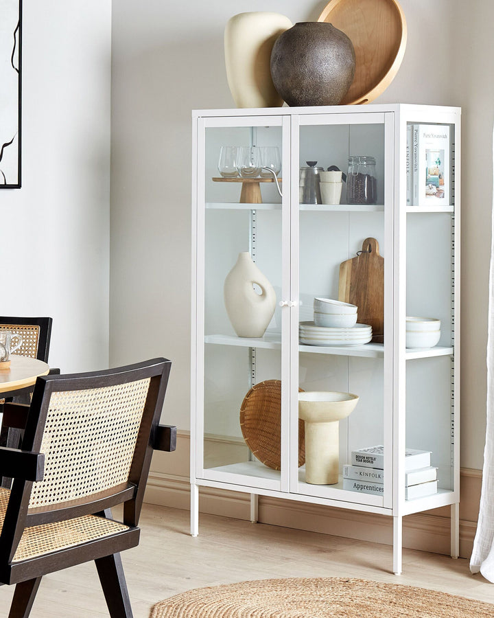 Steel Display Cabinet White Nash