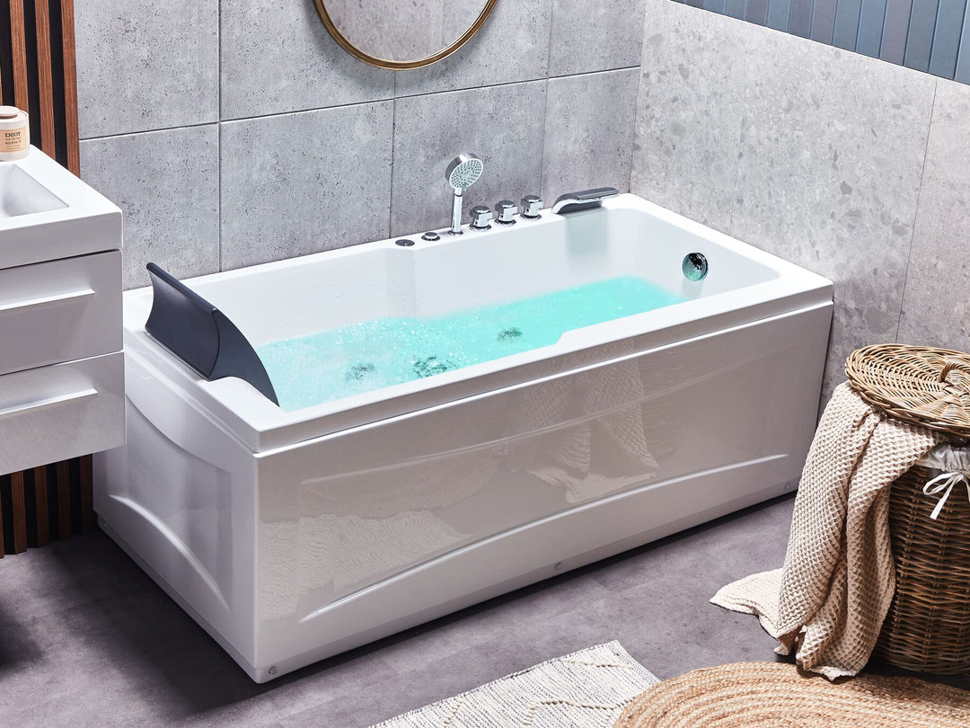 Left Hand Whirlpool Bath with LED 1690 x 810 mm White Artemisa