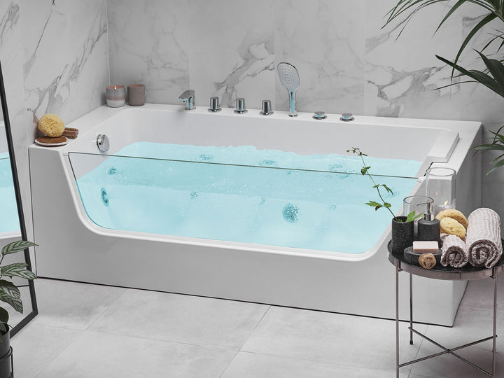 Right Hand Whirlpool Corner Bath 1700 x 800 mm White Puquio