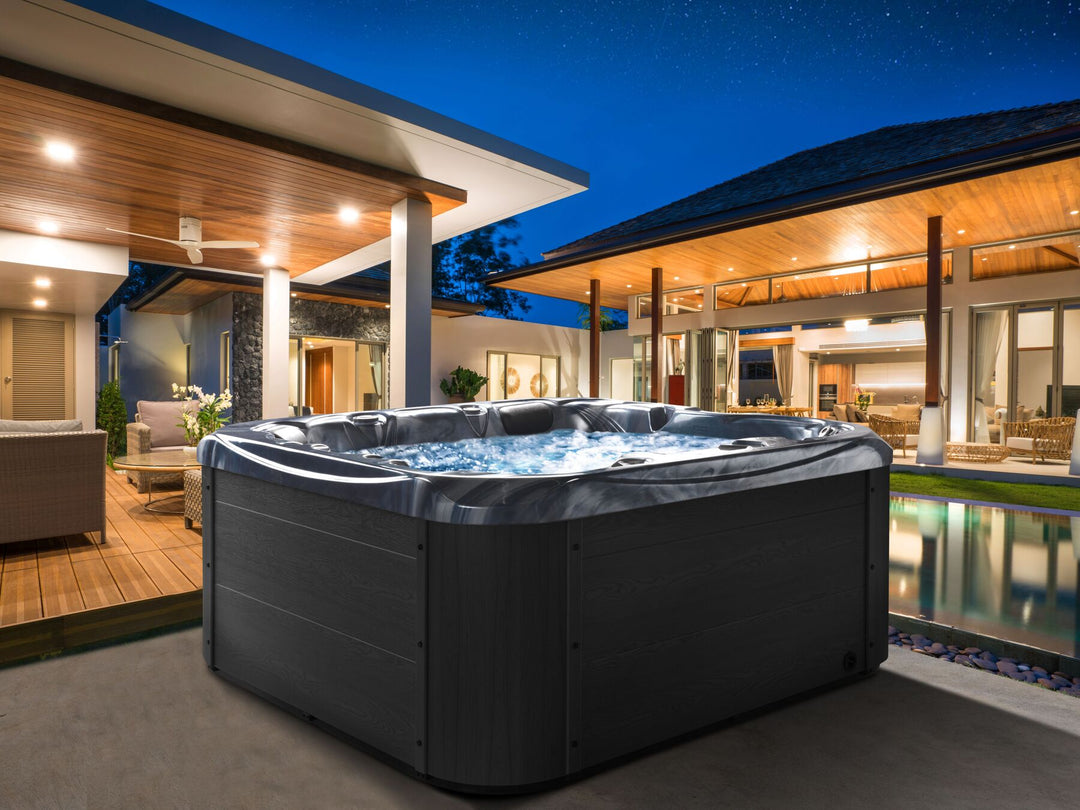 Square Hot Tub with LED Grey Lastarria