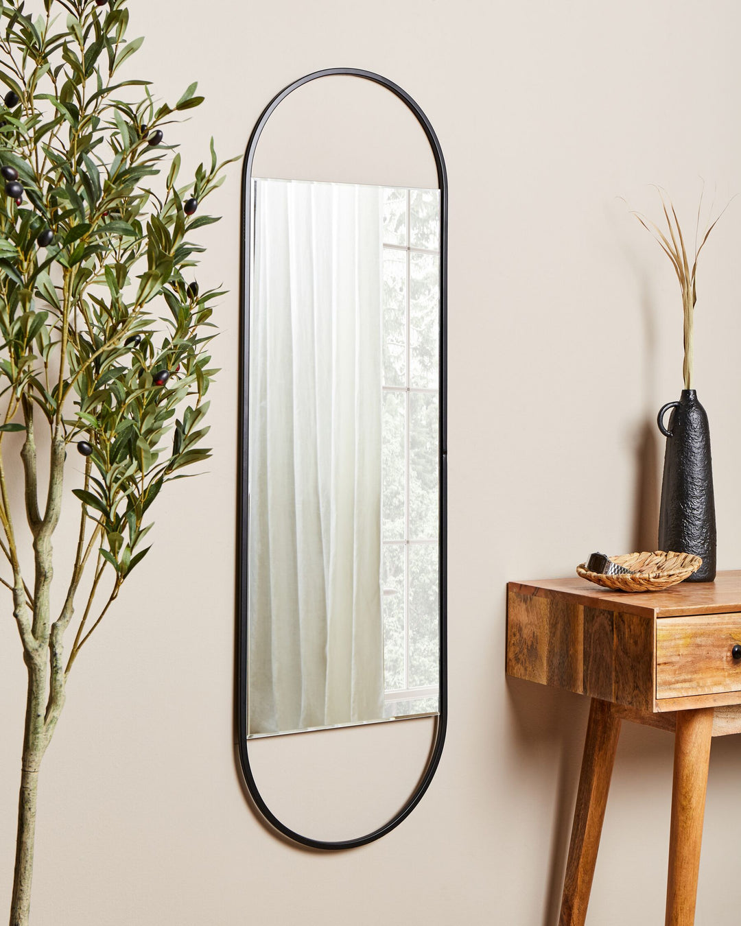 Wall Mirror 120 cm Black Vallery