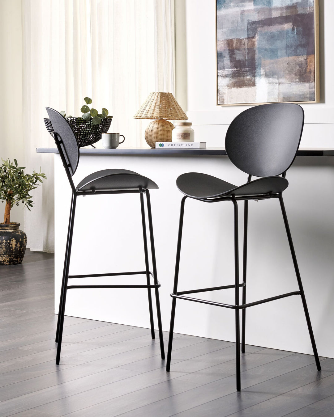 Bar Chair Set of 2 Black Shonto