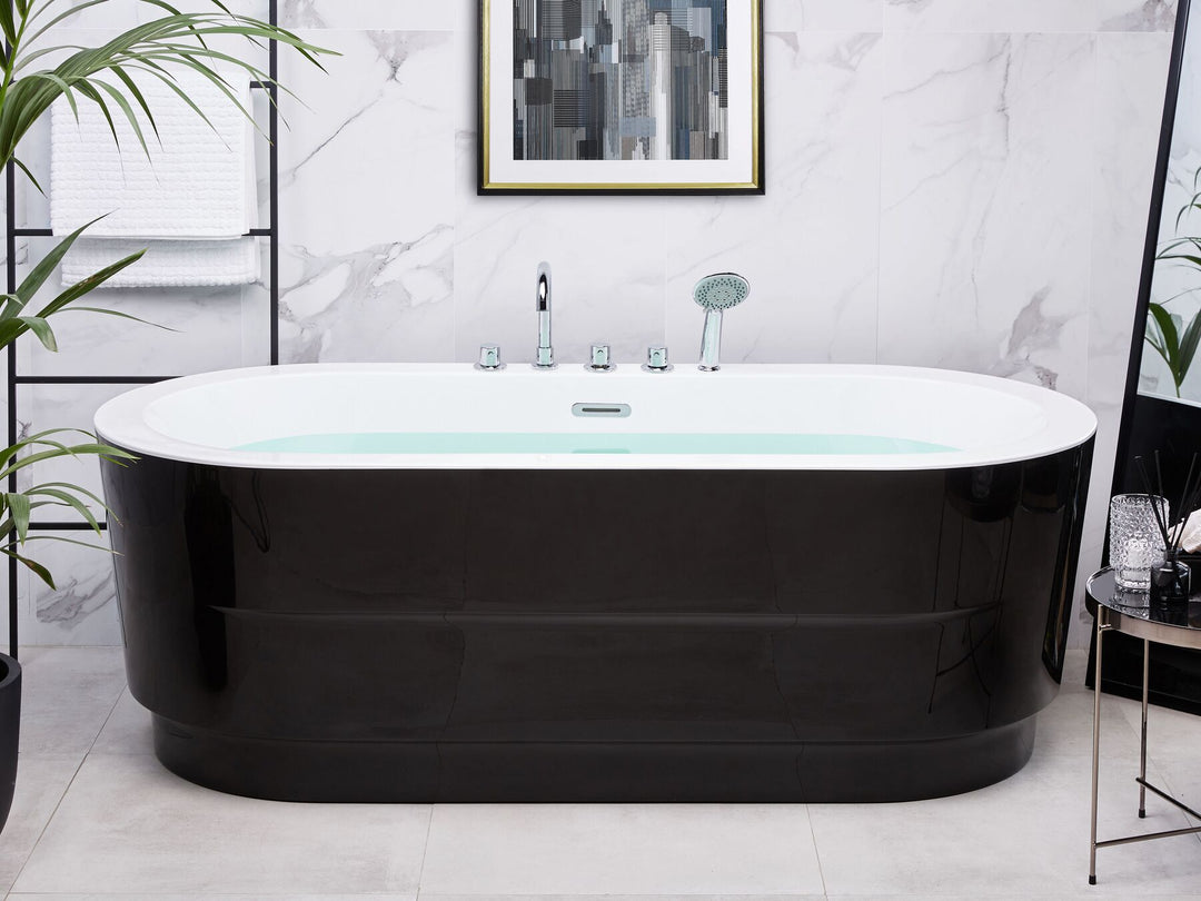 Freestanding Bath with Fixtures 1700 x 800 mm Black Empresa