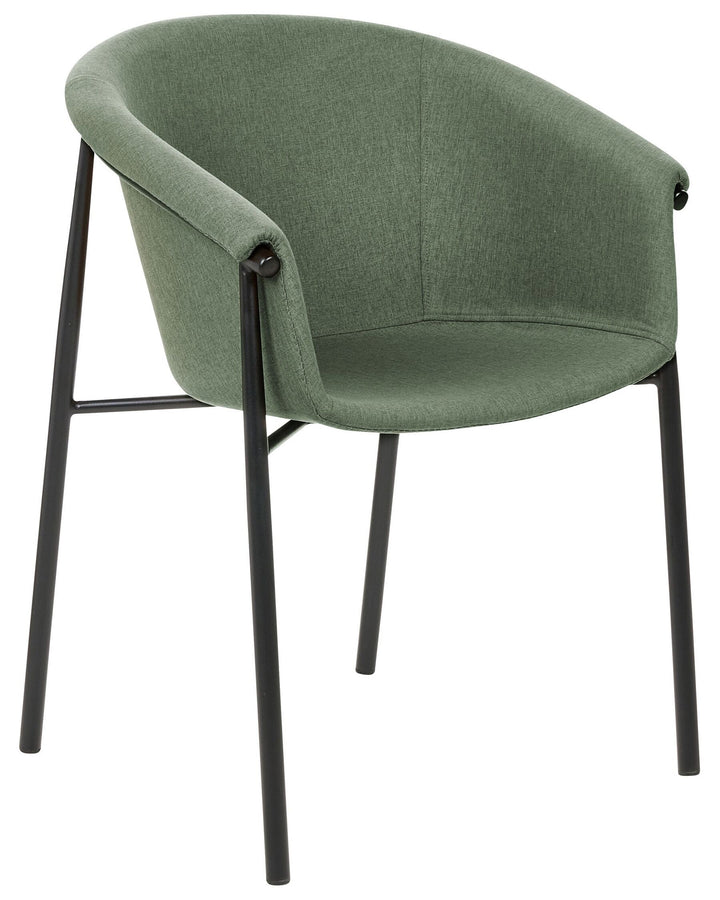 Dining Chair Set of 2 Fabric Dark Green Ames