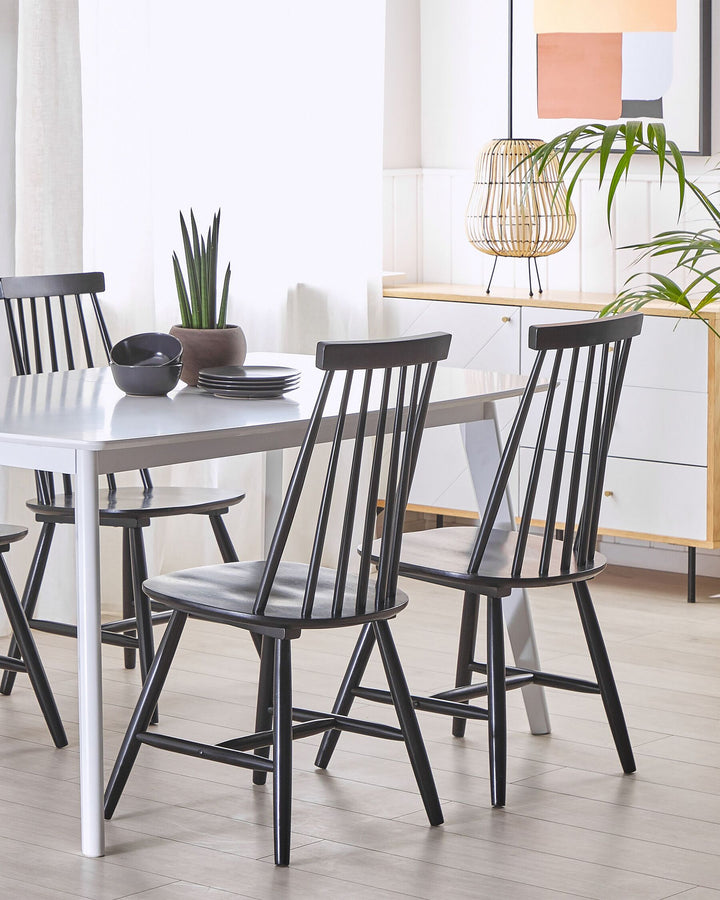 Rubberwood Dining Chair Set of 2 Black Burbank