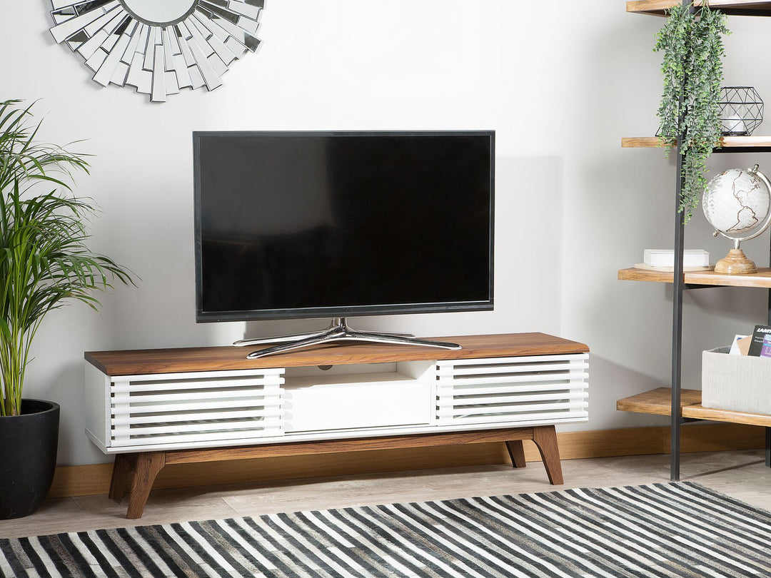 TV Stand White and Dark Wood Detroit